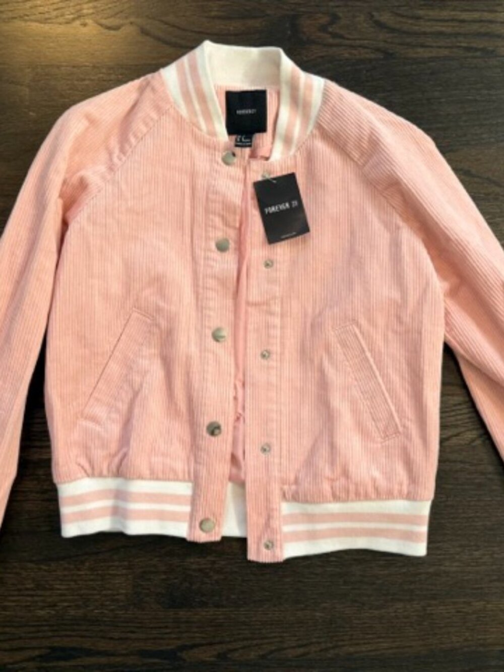 NWT Forever 21 Women’s S Pink Corduroy Casual Baseball Jacket